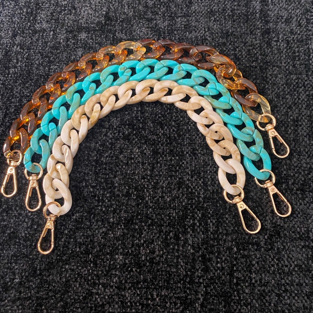 NWOT SET OF 3 ACRYLIC CHUNKY BAG CHAIN STRAP - Picture 2 of 3